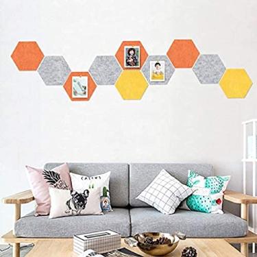 Imagem de KRASS 10 peças de feltro de placa de aviso, azulejos de feltro hexagonais coloridos quadro de avisos de avisos placa de feltro reutilizável, #12,30 * 26 cm (10 peças), Collector88