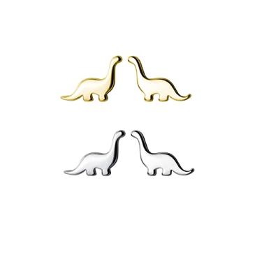 Imagem de COLORFUL BLING 2 pares de minúsculos brincos de dinossauros dourados/prateados, minimalistas, brincos de declaração de animais, cartilagem, tragus, joias, presentes para mulheres, meninas, orelhas