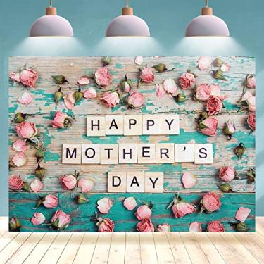 Imagem de Rsuuinu Pano de fundo floral de madeira para o Dia das Mães para decoração de festa de festival de mãe suprimentos para decoração de festa de sessão de fotos, faixa de papel de parede, adereços de estúdio de 2,1 x 1,5 m