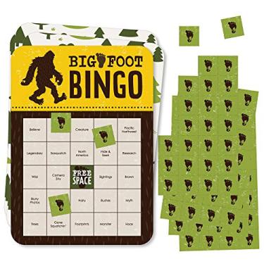Imagem de Big Dot of Happiness Sasquatch Crossing – Cartas e marcadores de Bingo – Jogo de Bingo para Festa do Pé Grande ou Festa de Aniversário – Conjunto com 18