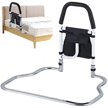 Imagem de Yajun Trilho de assistência de cama para idosos paralisados barra de apoio de proteção resistente a quedas com bolso de armazenamento fácil de entrar ou sair da cama alça de estabilidade, branco, 71 x 52 x 51 cm