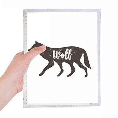 Imagem de Caderno de lobo preto e branco animal diário de folhas soltas recarregáveis papelaria