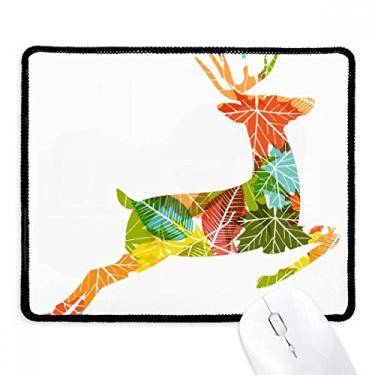 Imagem de Tapete de borracha para jogos com estampa de alce de folhas coloridas de Natal