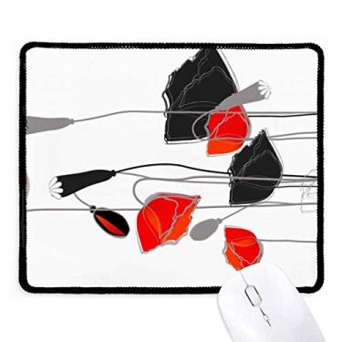 Imagem de Red Flowers Abstract Art Line Painting Corn Mousepad Tapete de borracha para jogos