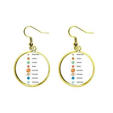 Imagem de Brinco feminino com pingente de orelha de ouro com arranjo de nome planetário