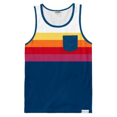 Imagem de Tipsy Elves Regatas de verão masculinas - camisetas sem mangas brilhantes e coloridas - camisetas estampadas para praia, Fatia do pôr do sol azul-marinho, GG