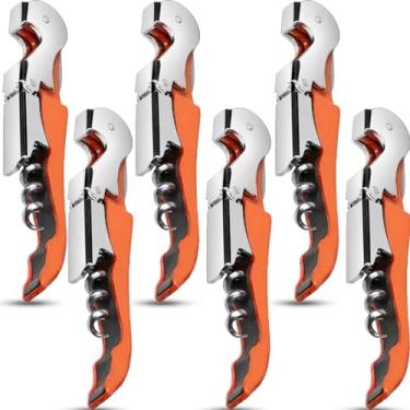 Imagem de cssopenss 6 peças chave de vinho abridor de vinho saca-rolhas profissional garçom abridor de garrafa de aço inoxidável chave de corte de folha serrilhada dobrável para família, festa da empresa,