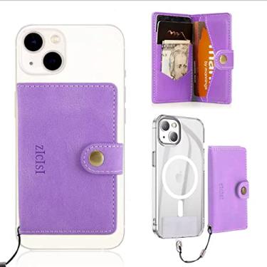 Imagem de ZICISI Carteira magnética de couro PU para iPhone 16/15/14/13/12 Pro Max/Mini/Plus, 5 porta-cartões com bloqueio RFID, Roxa, Esportivo