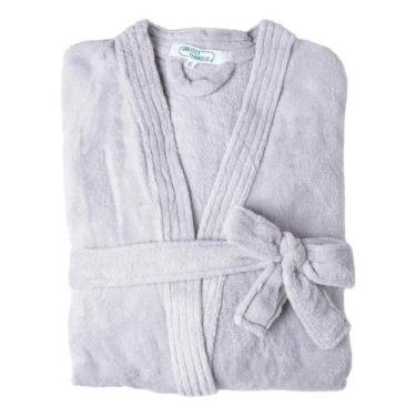 Imagem de Roupão Soft Microfibra Adulto Jolisoft Fleece Macio Jolitex, Cinza, M