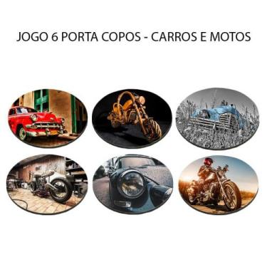 Imagem de Presente Perfeito 6 Porta Copos com Carros e Motos Retrô Redondo - Del