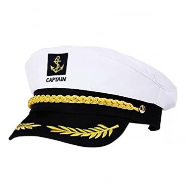Imagem de CCHAMP Party Dress up captain hat adult for men women, sailor captain hat Skipper hat, yacht Captain cap, navy Captain fancy dress Costume Accessory, Marines Admiral Cap for Halloween Cosplay