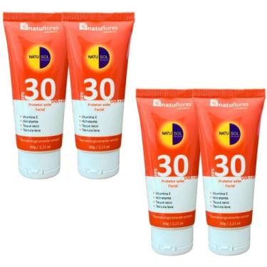 Imagem de PROTETOR SOLAR FACIAL FPS 30 NATUSOL 60g NATUFLORES Kit 4un