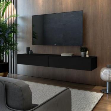 Imagem de rack suspensa para quarto com 1,40m com 2 gavetas estilosas decoração 