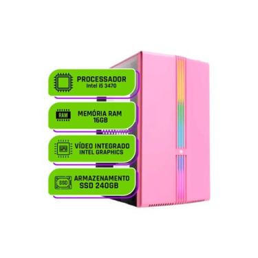Imagem de Computador CPU PC Gamer Rosa Pink Feminino Intel Core i5 3.6GHz Memori