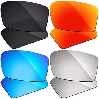 Imagem de Firtox 4 pares de lentes polarizadas de substituição compatíveis com óculos de sol Oakley Gascan – Pacote combo, Stealth Black + Ice Blue + Fire Red + Space Silver Conjunto com 4, One Size