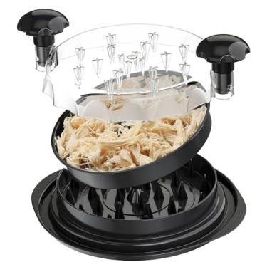 Imagem de Gallypek Desfiador de Frango Desfiador de Peito de Frango Grande com Compartimento, Tampa Transparente Máquina de Desfiar Carne Visível, Tira Antiderrapante, Alça Ergonômica, Adequado para Carne de Po