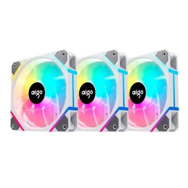 Imagem de Cooler Fan para Gabinete Aigo AM12 Pro RGB 3 em 1, branco