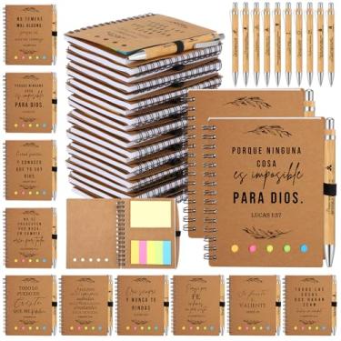 Imagem de Kosiz Conjunto de 40 peças/20 cadernos cristãos de presente a granel para mulheres Dia das Mães Pai Homens Diário de Oração Espiral com Verso da Bíblia Caneta Adesiva Presentes de Igreja Religiosa