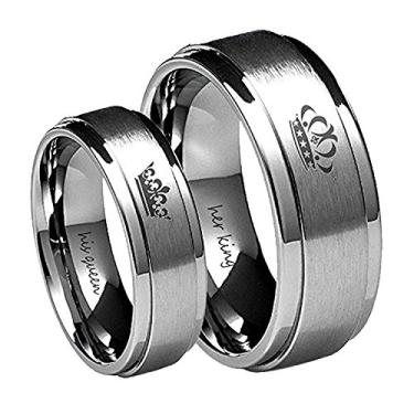 Imagem de Blowin Anel Her King, His Queen, alianças de casamento de aço inoxidável, prata, Aço inoxidável