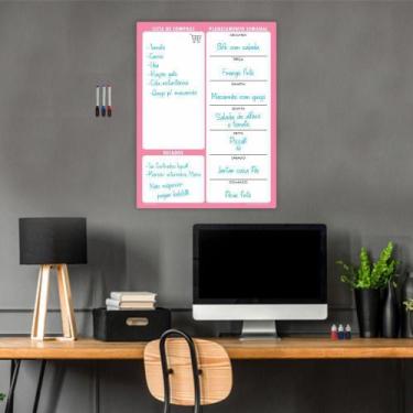 Imagem de Quadro Planejamento Mensal Planner Tarefas Rosa 50 x 37,5 cm - Micro O