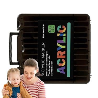 Imagem de Kit De Marcadores Acrílicos | Canetas De Colorir Com Duas Pontas - Materiais Artísticos Impermeáveis E De Secagem Rápida Para Detalhamento Em Tênis, Tecidos E Modelos Com