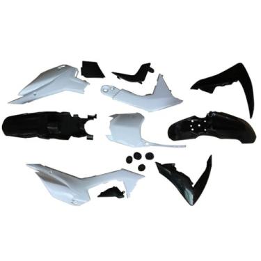 Imagem de PPR PIT PRO RACING Kit De Carenagem Plástico Crf110, Capa Para-Lama Para Motocicleta, Compatível Com Crf 110 2013, 2014 E 2015, Motocross Off-Road (Branco Preto)