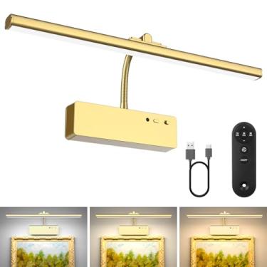 Imagem de Lightbiz Luminária De Parede Com Controle Remoto, Bateria Recarregável Sem Fio 15,35 Polegadas Para Pinturas, Pinturas Em 3 Cores, Reguláveis E Temporizador, Display Arte Metal, Parede, Arte, Galeri
