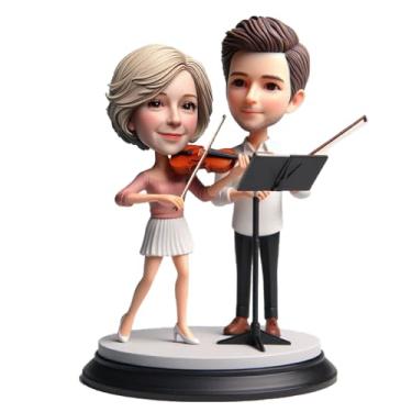 Imagem de Bobblehead de casal de música de violino personalizada feita a partir de sua vibração de música de corda de foto, ótimo presente para casais apaixonados por melodia, lembrança memorável para músicos