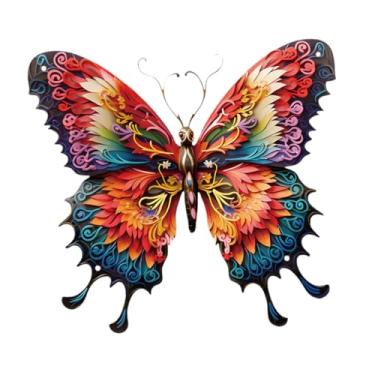Imagem de Generic Arte de parede de borboleta de ferro, ornamento de cerca de jardim, escultura de parede, decoração suspensa para