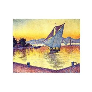Imagem de Paul Signac Famosas Pinturas-Impressas em Tela-Porta ao pôr sol-Moderno Pôster Decoração Sala de Estar e Quarto 60x80cm24x31in Sem Moldura