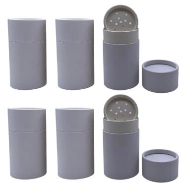 Imagem de GREENWAY CONTAINERS Tubos Agitadores De Papel Kraft Pequenos 2 Oz/60 G Da Com Peneiras E Tampas - Pacote 6 Recipientes Biodegradáveis Para Cosméticos Em Pó, Totalmente Compostáveis, Orifícios Peneir