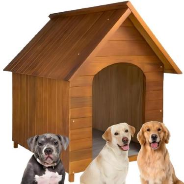 Imagem de Casinha Casa Para Cachorro Cão Pet Grande Madeira Reforçada Cerejeira 