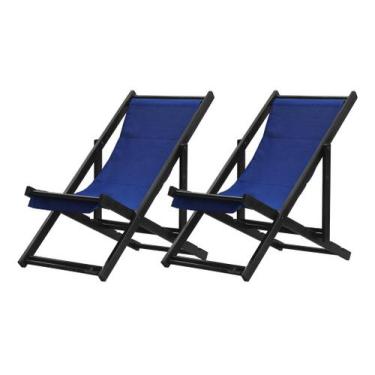 Imagem de Kit 2 Espreguiçadeiras Preguiçosa Dobrável sem Braço Black em Madeira 