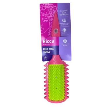 Imagem de Escova Ricca Flex Curl Para Fitagem Rosa Com Amarelo