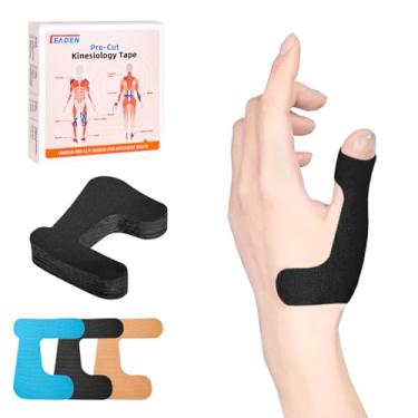 Imagem de IEADEN Fita cinesiológica pré-cortada para polegar (mão esquerda), 40 peças, preta