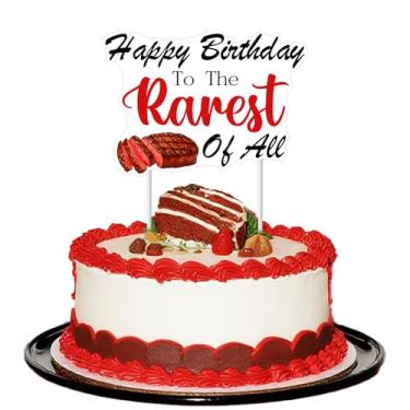Imagem de Cheereveal Beefsteak Birthday Cake Topper, Happy Birthday To The Rarest Of All Cake Pick, Meat Barbecue Table Decorations, BBQ Picnic Themed Bday Baby Shower Party Supplies