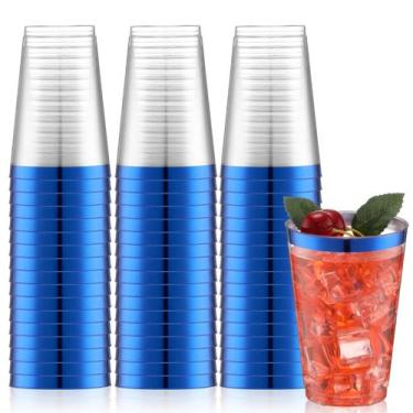 Imagem de Copos plásticos descartáveis Norme 14 onças (400 mL) azuis 50 unidades