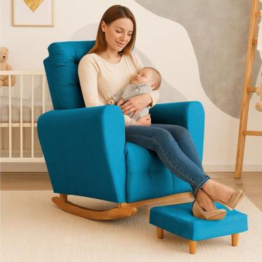 Imagem de Poltrona Amamentação Base Balanço Cecilia Turquesa