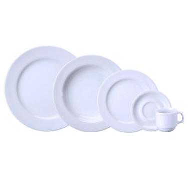 Imagem de Jogo Jantar Chá 30 Peças Porcelana Branca Schmidt Cilíndrica 6 Pessoas