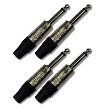 Imagem de Kit 4 Plug P10 Macho Mono Rofissional Soundvoice P10Mn