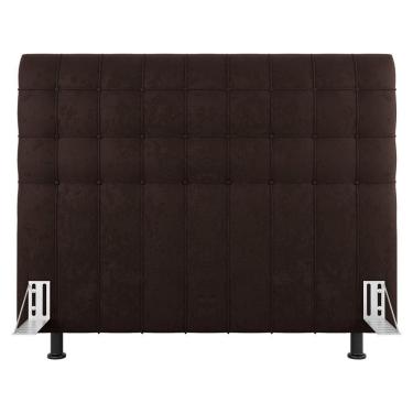 Imagem de Cabeceira Cama Box Casal King Size Dahlia 195Cm Com Frame Sintético Marrom - Abmaza