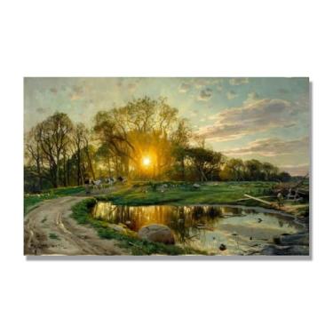 Imagem de Pinturas a óleo famosas, (paisagem 11) por Peder Mork Monsted, reprodução impressa em tela, arte de cenário para decoração de sala de estar. Somente tela de 60 x 96 cm - 23,7 x 37,7 pol