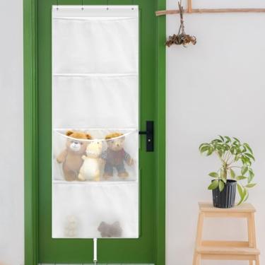 Imagem de Organizador de pendurar sobre a porta, organizador de brinquedos acima da porta, 160 cm x 58 cm, armazenamento de animais de pelúcia, 4 bolsos, bolsos de armazenamento de brinquedos respiráveis