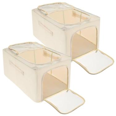 Imagem de XYTZHSAI 2 caixas de armazenamento de roupas 31L caixa de armazenamento de roupas dobrável caixa de armazenamento de roupas visual cesto de armazenamento de pano com janela transparente multifuncional