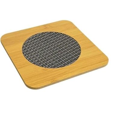 Imagem de Descanso de Panelas Quadrado em Madeira Cerejeira, Protetor de Mesa para Travessas e Copos