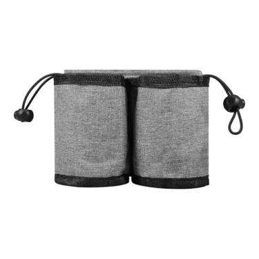 Imagem de Sacos para copo de viagem com cordão, alças de rolagem duradouras, recipiente de bebidas para bebidas, bebidas, canecas de café, acessórios essenciais para comissária de bordo (cinza)
