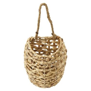 Imagem de Caixa de vime para pendurar na parede de frutas e legumes, cesta de armazenamento de tecido elegante, fácil de acessar, organizador de vime montado para quarto