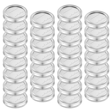 Imagem de 30 tampas de potes de conserva com anéis, tampas de pote de metal com linha de data, selos herméticos em frascos de conserva para conservar alimentos para preparação de refeições, tampas de conserva