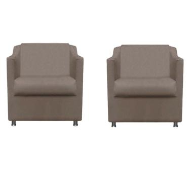Imagem de Kit 2 Poltronas Bia Decorativa Reforçada Recepção Clinica Salão Sala De Estar Suede