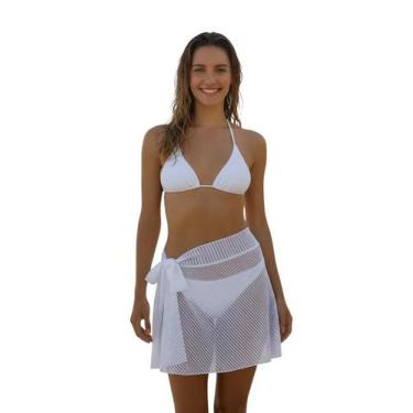 Imagem de Saia Curta Transparente Blogueira Saída Praia Feminina Adulto Soltinha